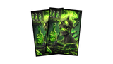 A stylized illustrated product mockup showing two overlapping rectangular panels or sleeves with a dark green horror-themed graphic: a skull-like creature with glowing green eyes and mouth, neon green liquid in bottles, and mechanical elements on a black background.