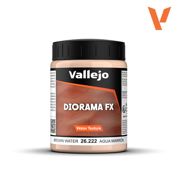 Vallejo Diorama FX paint jar with brown water color on a white background