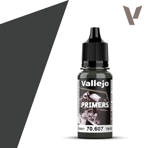 Vallejo primer bottle with black cap and label on a white background