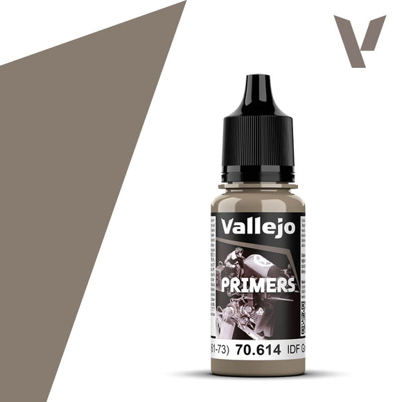 Vallejo primer bottle with a brown color swatch on a white background