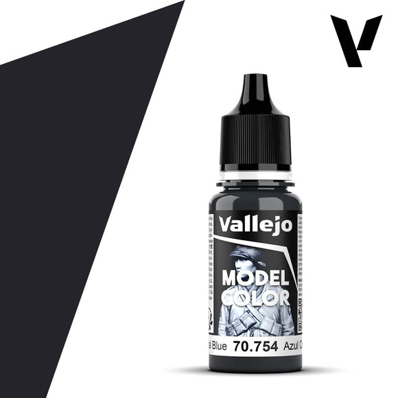 Vallejo Model Color paint bottle with black cap on a white background