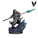 Fantasy figurine of a warrior with a spear on a white background