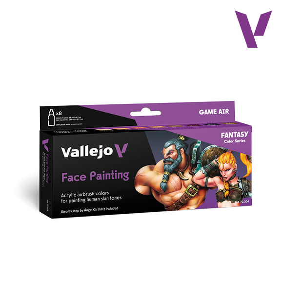 Vallejo Face Painting set packaging with fantasy characters on a white background