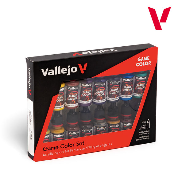 Vallejo Game Color set packaging with multiple bottles on a white background