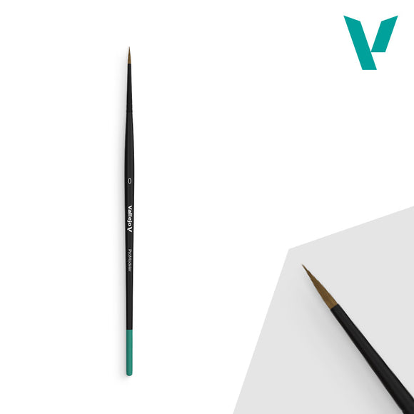 Artistic brush with black handle and bristles on a white background