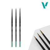 Set of makeup brushes with black handles and green accents on a white background