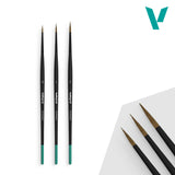 Set of paintbrushes with size indicators on a white background, featuring the brand 'V'.
