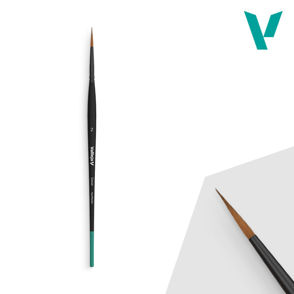 Artistic brush with a visible brand logo on a white background