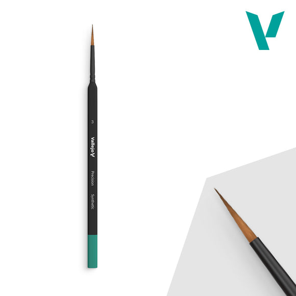 Art brush with black handle and brown bristles on a white background, featuring a visible brand logo.
