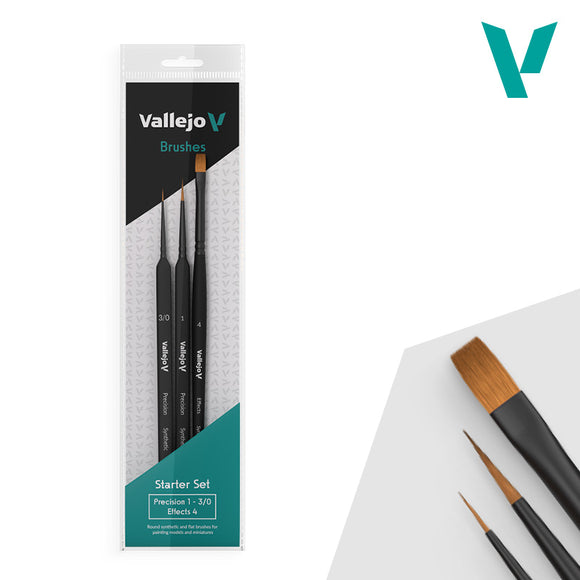 Vallejo brushes starter set packaging with brushes on a white background