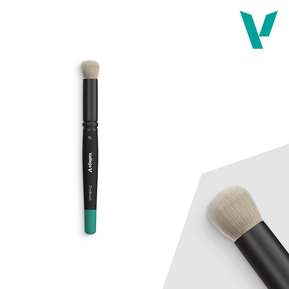 Makeup brushes with black handles and beige bristles on a white background, featuring the brand 'V'.