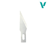 Knife blade on a white background with a visible brand logo.