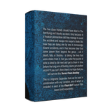 Blue textured box with white text on a white background