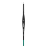 Makeup brush with black handle and green ferrule on a white background