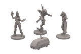 Set of gray miniature figures on a white background