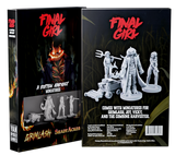 Product packaging for 'Final Girl' miniatures set with figures and text on a black background.