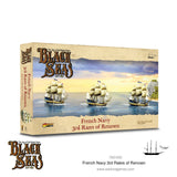Box for 'Black Seas' game set featuring French Navy ships on a scenic background