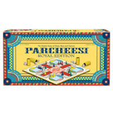 Parcheesi Royal Edition board game box with colorful design on a white background