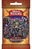 Hero Realms Ancestry game expansion pack with characters and 'Hero Realms' logo.