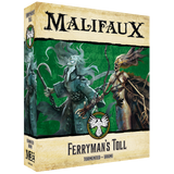 Malifaux Ferryman's Toll game box with two characters on a green background