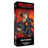 Box art for Malifrax Fourth Edition 'Pale Rider' guild versatile horseman, featuring illustrated artwork of a pale rider on a skeletal horse against a fiery red and orange background.