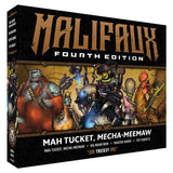 Malifaux Fourth Edition game box with character illustrations on a black background