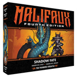 Malifaux Fourth Edition Shadow Fate game box with dragon and character illustration.
