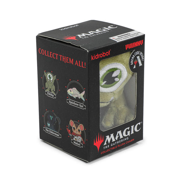 Plush toy with packaging featuring 'Magic: The Gathering' branding on a white background