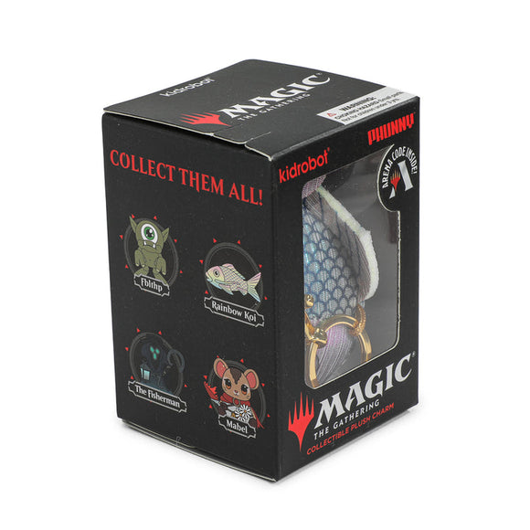 Black packaging box for 'Magic: The Gathering' collectible figurines with branding and promotional text.