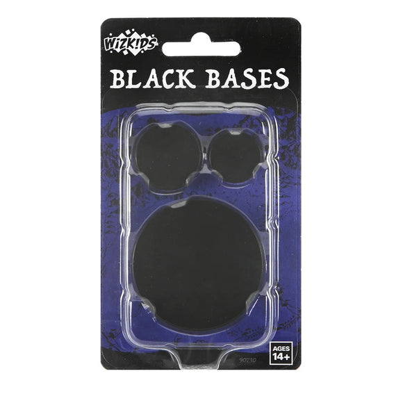 Packaged black bases with Wizkids branding on a white background