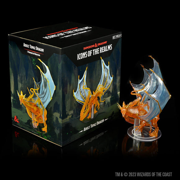 Dungeons & Dragons Icons of the Realms dragon figurine with packaging on a black background