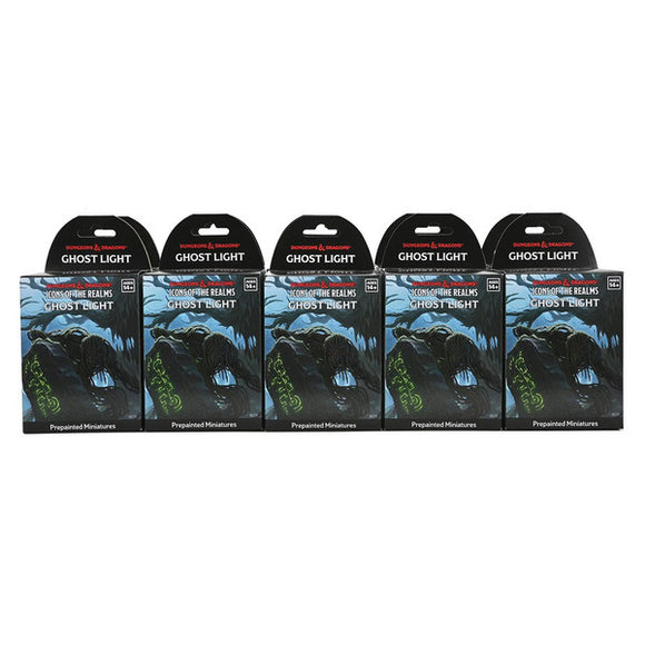 Five packages of 'Ghost Light' miniatures from Games Workshop on a white background