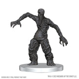 Gray fantasy figurine on a white base with 'Wizards of the Coast' branding.