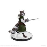 Figure of a character with animal features holding a sword on a white background