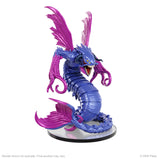 Colorful dragon figurine with purple and blue colors on a white background