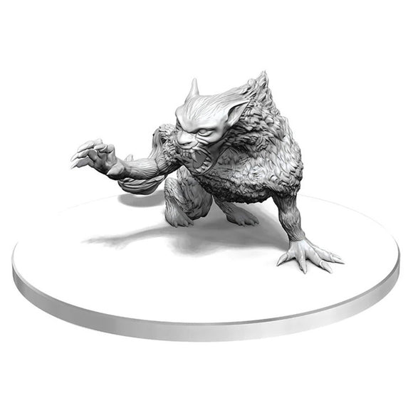 Unpainted monster figurine on a white base