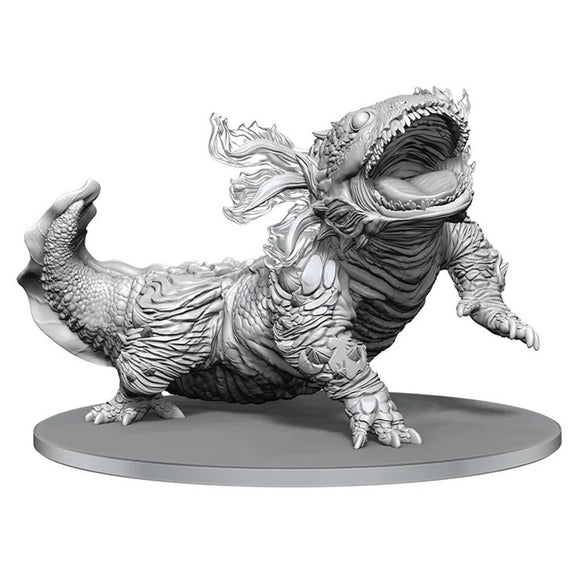 Unpainted fantasy creature figurine on a white background