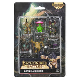 Packaged set of 'Cave Lurkers' figures from Pathfinder Battles with colorful characters.