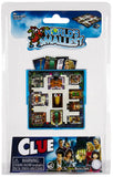 World's Smallest Clue game packaging with miniature cards and Clue movie poster