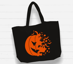 Witchwood Bags: Beach Bag / XL Tote Bag - "halloween pumpkin"