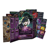 Card game box with character illustration and game cards on a white background