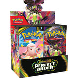 Pokémon trading card game boxes with colorful designs and character illustrations.