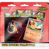 Pokémon trading card game packaging with Charmander card and Tech Sticker Collection.
