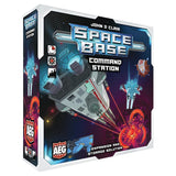 Board game box for 'Space Base Command Station' by John D. Clair with space-themed graphics.