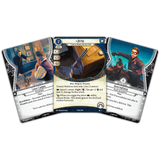 Three game cards with character portraits and text on a white background