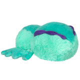 Teal plush toy with purple accents on a white background