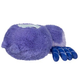 Purple plush toy resembling a spider on a white background