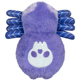 Purple plush toy spider on a white background
