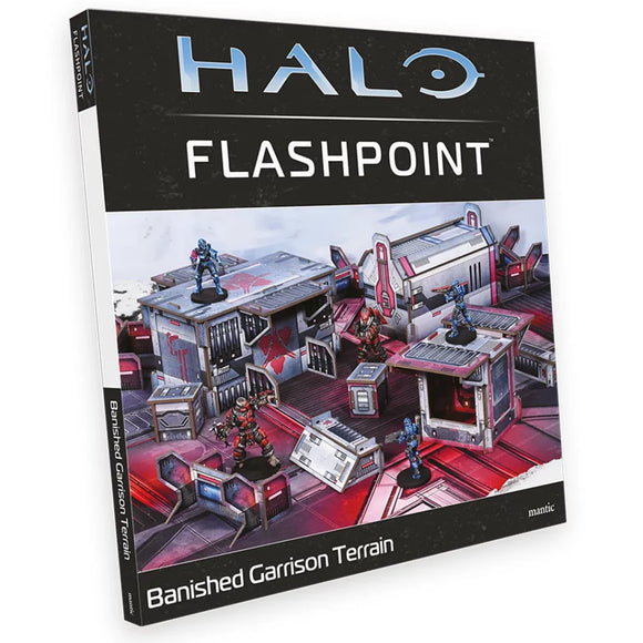 Halo Flashpoint game box with gaming terrain and figures on a white background