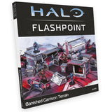 Halo Flashpoint game box with gaming terrain and figures on a white background